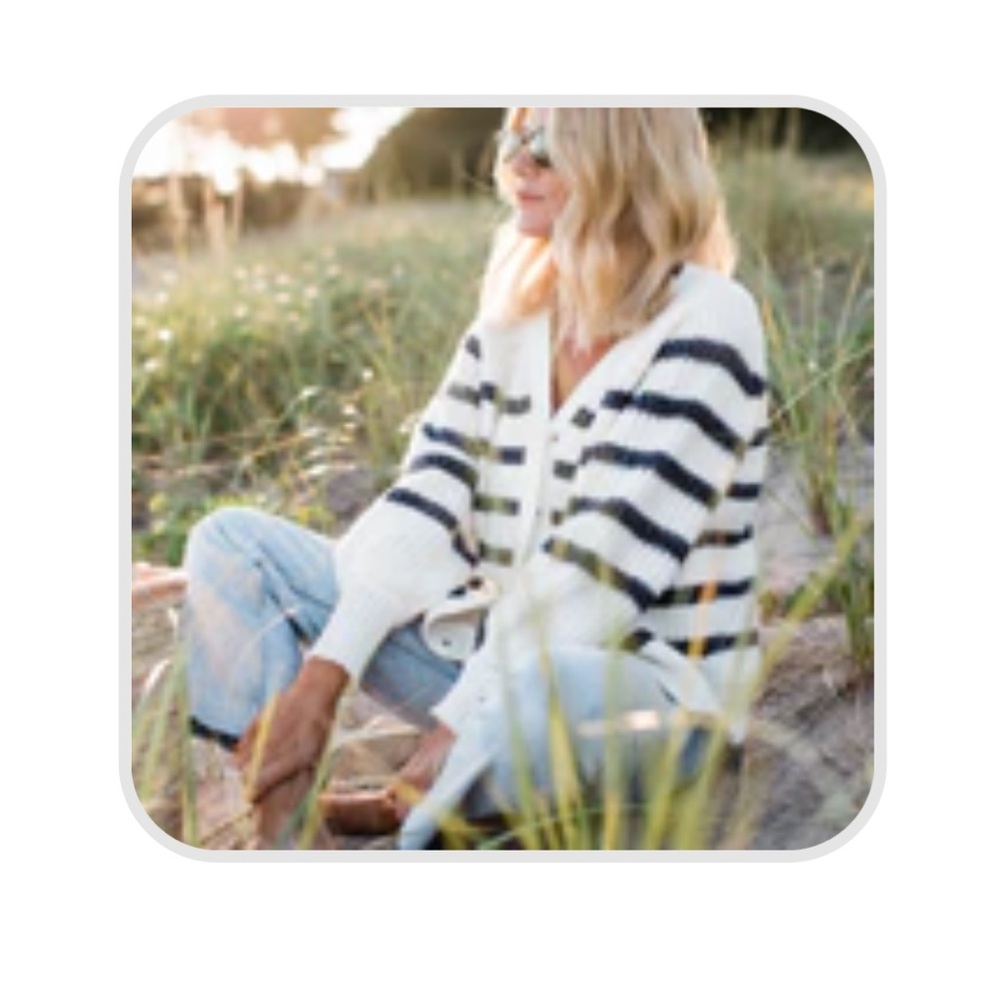 Marea by Liz Joy Sailor Striped Cardi Navy: SZ S
